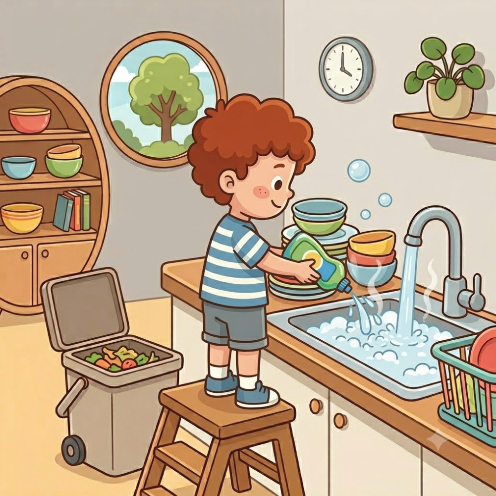 Fill with warm soapy water